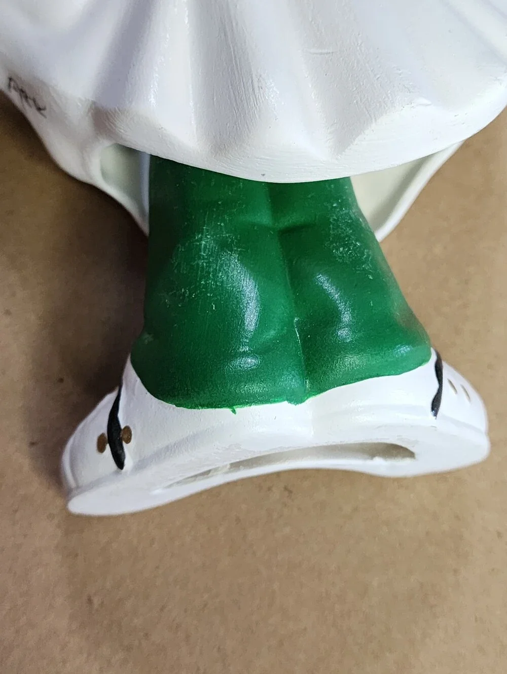 Vintage Ceramic Patchwork Halloween Ghost Wobbler Figurine Spring-Leg Bobbler